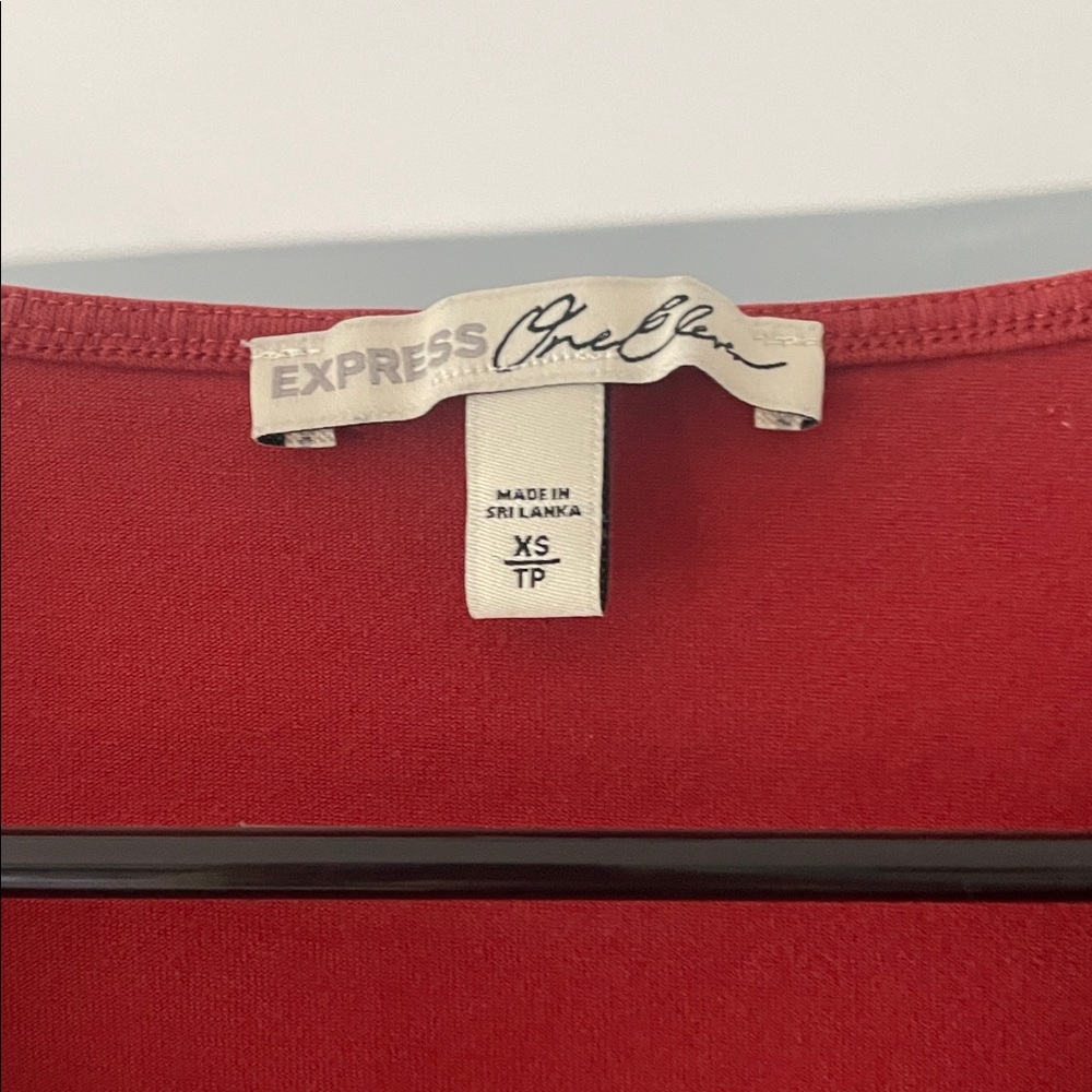 Express Deep Red V-Neck Bodysuit - Picture 2 of 4